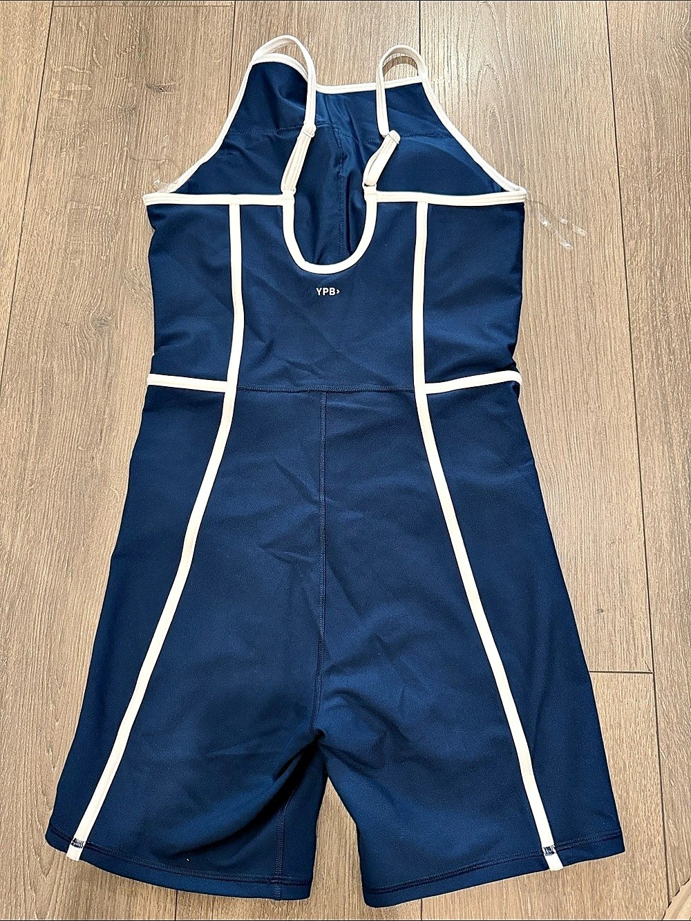 YPB SculptLUX Athletic Romper in Blue & White Like New